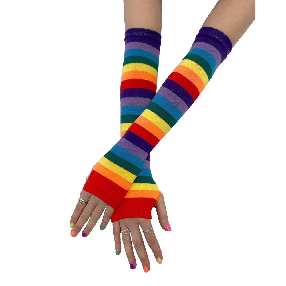 Pamela Mann - Rainbow Stripe Fingerless gloves - Rainbow